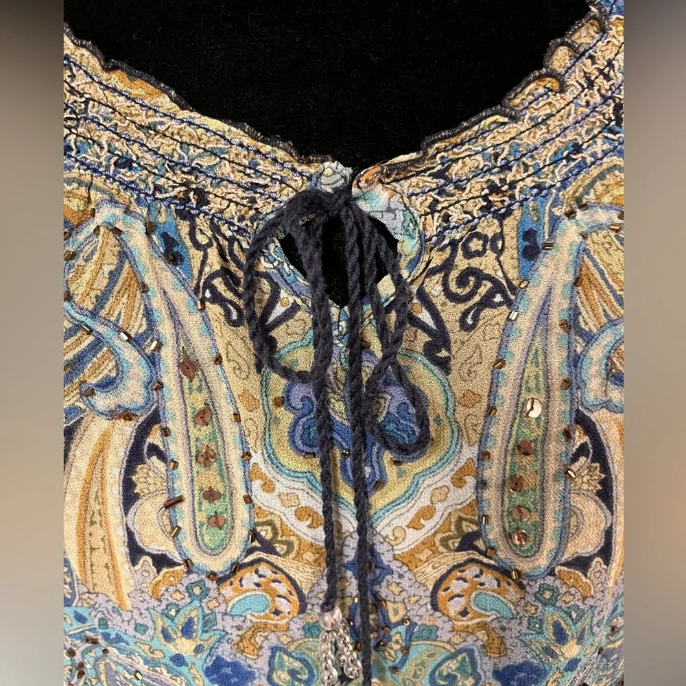Dressbarn Paisley Tie Front Top